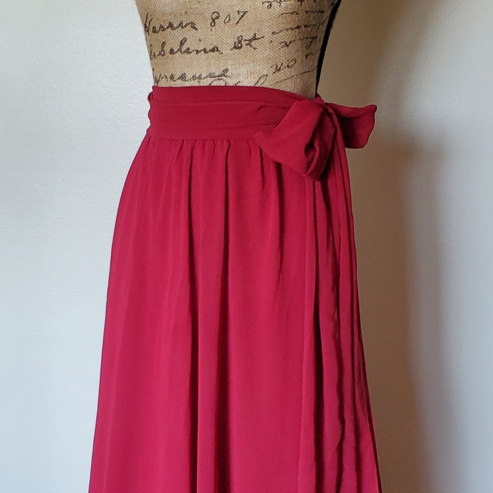 Burgundy Chiffon Maxi Skirt